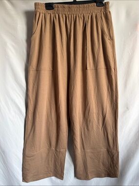 Wide-Leg Pull-On Pants in Tan